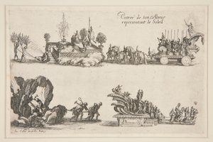 Slåss? barrieren, inngangen til hans høyhet (Charles IV) som representerer solen av Jacques Callot