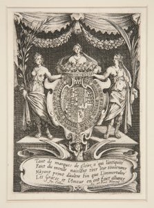 Slåss? la Barri?re, Frontispice, The Arms of Lorraine-Chevreuse av Jacques Callot