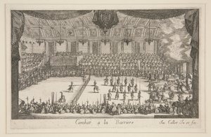 Slåss? Barriere, kamp av Jacques Callot