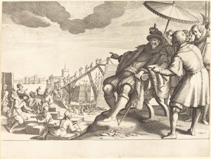 Bygging og befestning av havnen i Livorno, ca. 1614. av Jacques Callot