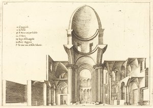 Tverrsnitt av en kirke av Jacques Callot