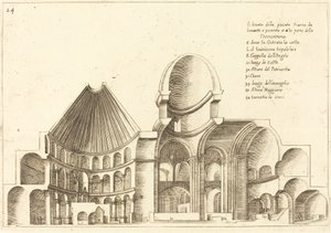 Tverrsnitt av Den hellige gravs kirke av Jacques Callot