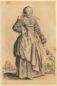 Dame med blondekrage, plate 8 fra serien «Adelen» av Jacques Callot