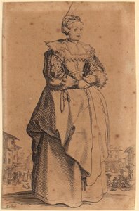 Dame med hodepryd, tavle 1 fra serien «Adelen» av Jacques Callot