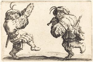 Dansere med fløyte og tamburin av Jacques Callot