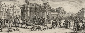 Ødeleggelse av et kloster, 1633 (etsing på lagt papir) av Jacques Callot