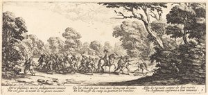 Oppdagelsen av de kriminelle soldatene, ca. 1633. av Jacques Callot