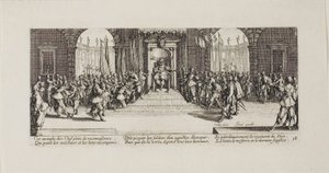 Distribusjon av belønninger, plate atten fra The Miseries of War av Jacques Callot