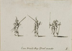Drill med Tilted Pikes, plate fem fra The Military Exercises av Jacques Callot