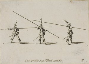 Drill med musketten, plate syv fra The Military Exercises av Jacques Callot