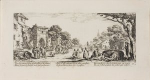 Dying Soldiers by the Roadside, plate seksten fra The Miseries of War av Jacques Callot