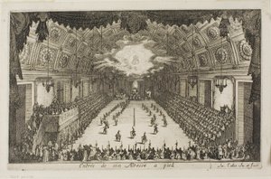 Entry of His Highness on Foot, fra The Combat at the Barrier av Jacques Callot