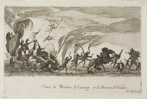 Inntreden av M. de Couvonage og M. de Chalabre, fra The Combat at the Barrier av Jacques Callot