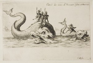 Innføring av Mm. de Vroncourt, Tyllon og Marimont, fra The Combat at the Barrier av Jacques Callot