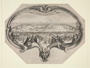 Festival for farger og vevere i Firenze, 25. juli 1619 på Arno. av Jacques Callot