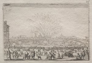 Fyrverkeri på Arno av Jacques Callot