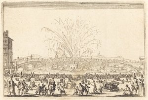 Fyrverkeri på Arno, Firenze av Jacques Callot
