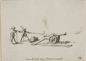 Firing the Canon, plate tolv fra The Military Exercises av Jacques Callot