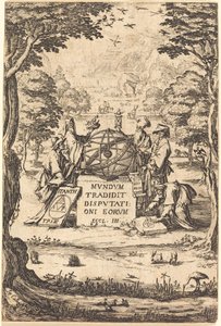 Frontispice for the Sacred Cosmologia (Tittel med astrologer) av Jacques Callot
