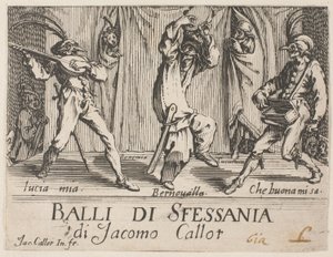 Frontispice, fra Balli di Sfessania av Jacques Callot