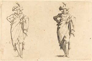 Gentleman sett forfra med hånden på hoften, ca. 1622. av Jacques Callot