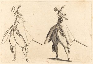 Gentleman i stor mantel, sett forfra av Jacques Callot