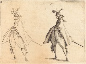 Gentleman in Large Mantle, Front View, ca. 1617. av Jacques Callot