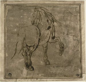 Hest, sett tre kvarter bakfra av Jacques Callot
