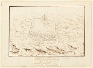 Isometrisk utsikt over Torra de Ottaggio av Jacques Callot