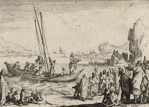 Jesus forkynner ved havet, 1635 av Jacques Callot