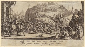 Korsbæringen, blad 6 i serien «Den store pasjonen» av Jacques Callot