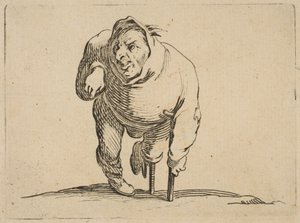 Krøblingen med en krykke og en tre ..., 1616-22. av Jacques Callot