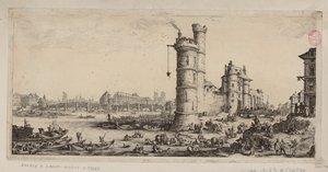 Nesle-tårnet og utsikt over Pont-Neuf av Jacques Callot