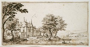 La Vieille Malgrange (penn og brunt blekk på papir) av Jacques Callot