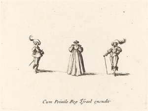 Lady sett bakfra, og to herrer av Jacques Callot