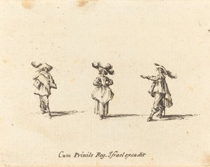 Dame med store skyer, og to herrer av Jacques Callot