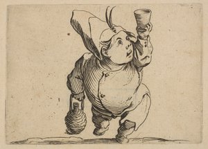 Le Beveur vu de Face Drikkeren sett forfra, fra Varie Figure Gobbi, dress..., 1616-22. av Jacques Callot