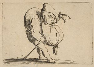 Le Bossu a La Canne The Hunchback with a Cane, fra Varie Figure Gobbi, suite kalt..., 1616-22. av Jacques Callot