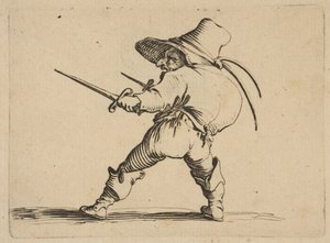 Duelisten med sverd og daggar, fra Varie ..., 1616-22. av Jacques Callot