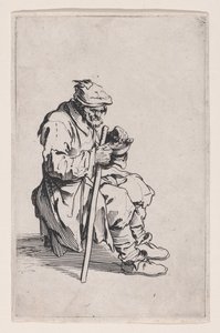 Den sittende og spisende tiggeren, fra «Les Gueux, suite appelée aussi Les Mendiants, Les Baroni, ou Les Barons» av Jacques Callot