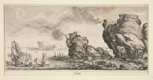 Le combat naval (sjøkamp), fra Landscapes for Giovanni de Medici av Jacques Callot
