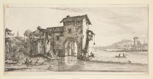 Le moulin a eau (Møllen på vannet), fra Landscapes for Giovanni de Medici av Jacques Callot