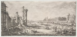 De to flotte utsiktene over Paris: Utsikt over Louvre av Jacques Callot