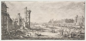 De to flotte utsiktene over Paris: Utsikt over Louvre, 1628-1630. av Jacques Callot