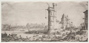 De to flotte utsiktene over Paris: Utsikt over Pont Neuf av Jacques Callot