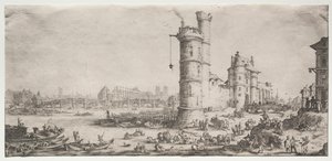 De to flotte utsiktene over Paris: Utsikt over Pont Neuf, 1628-1630.