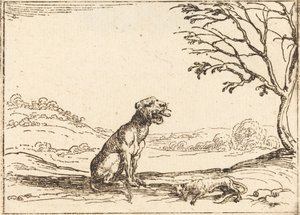 Løvinne sørger over ungen sin av Jacques Callot