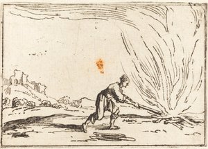Mann som deltar i en brann av Jacques Callot