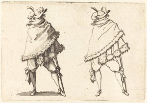 Mann svøpt i sin mantel av Jacques Callot