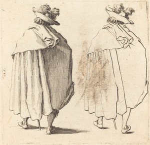 Mann i kappe, sett bakfra av Jacques Callot